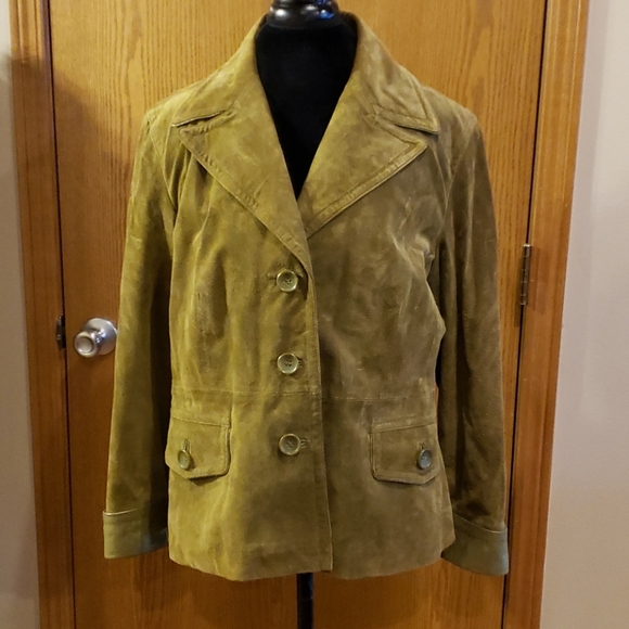 Terry lewis classic luxuries sage green suede coat - Picture 2 of 6